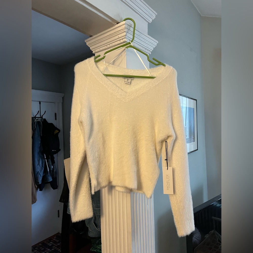 Rachel Zoe Women's Soft White V-Neck Sweater